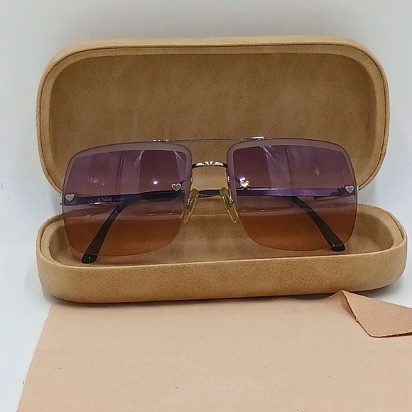 Chloe 45s sunglasses squared half rim with pink double grading lenses main image 12
